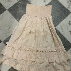Moda International Strapless Dress pink eyelet smocked. Circa 1995